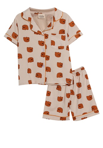 Milliot & Co. orange Glyn Pyjama Set 2D00EKA4803036GS_1