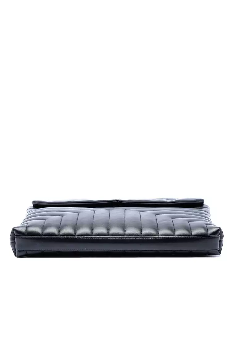 Pre-Loved Saint Laurent Matelasse Calfskin Monogram Loulou Document Clutch