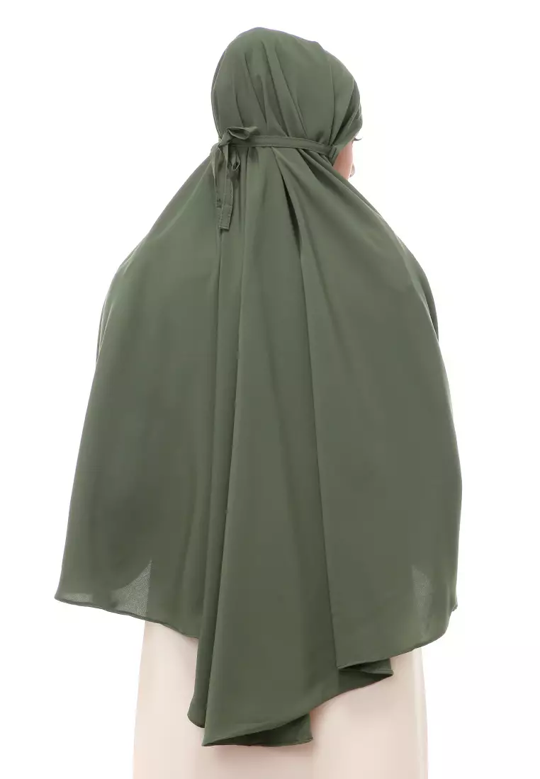 Nindy Jilbab Khimar Bergo Jumbo Motif Polos Relaxed Fit - Hijau Army