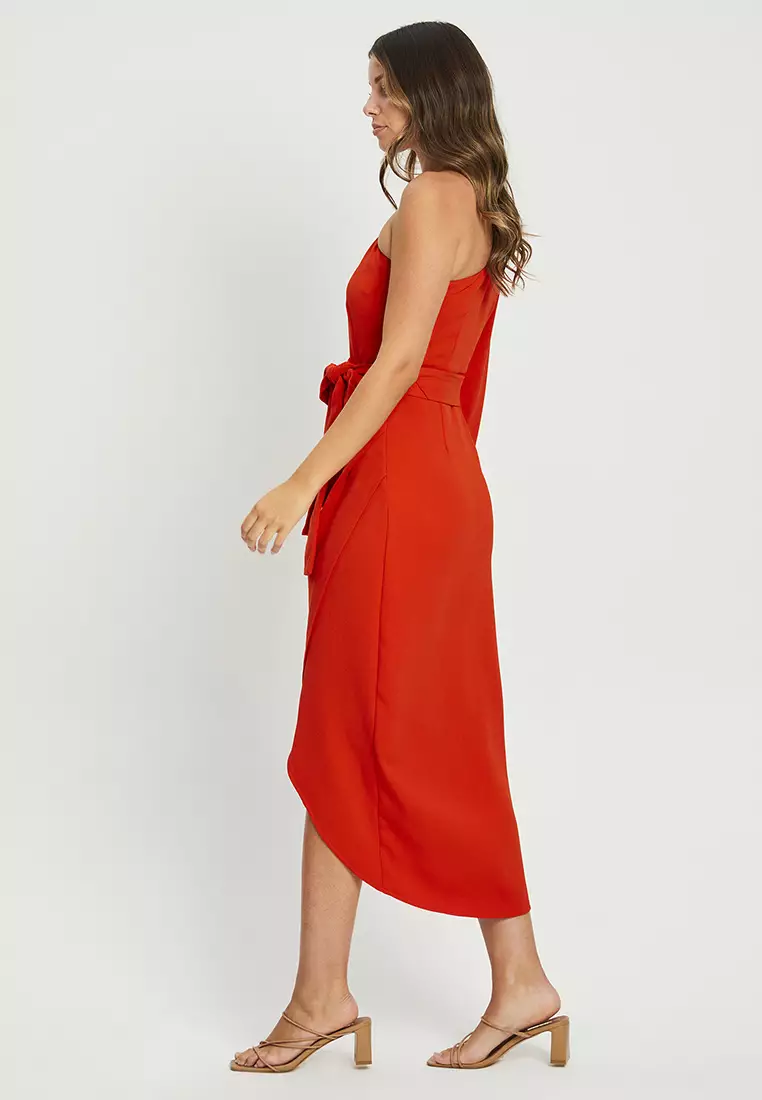 Red strappy midi on sale dress