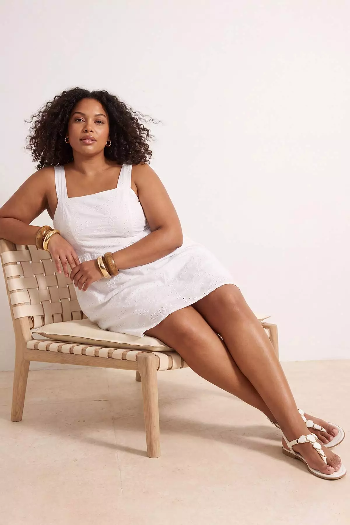 White Woven Plus Size Dress Tbbss26Ah00064