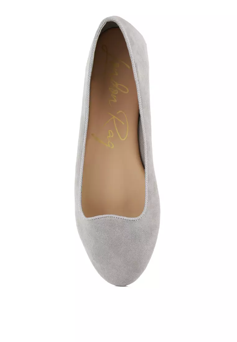 Grey Microfiber Casual Ballerinas