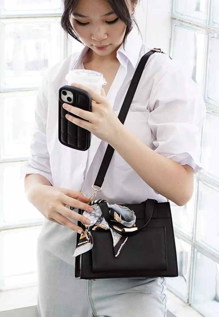 Vedlyn Gwen tas wanita terbaru model top handle bag - Black