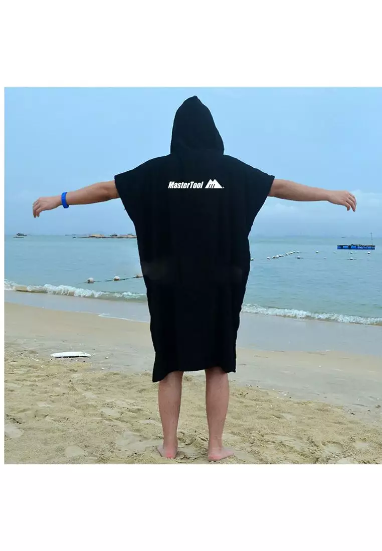 MasterTool Swimming bath towel, bathrobe, quickdrying cape Black