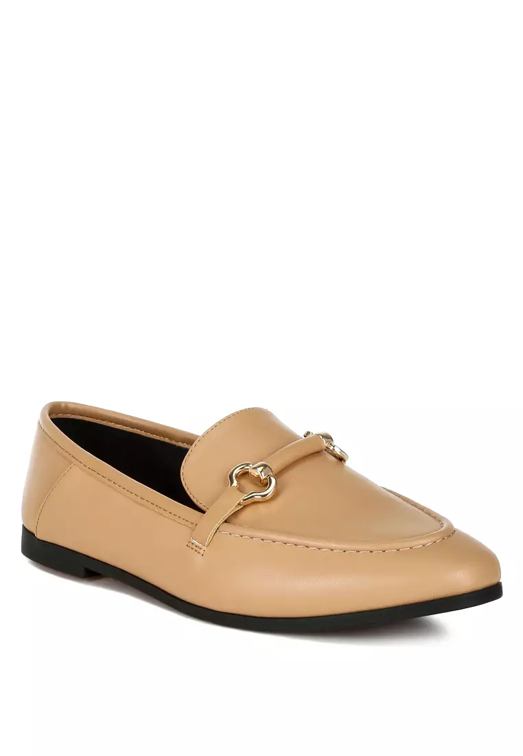 Horsebit Embellished Loafers in Tan