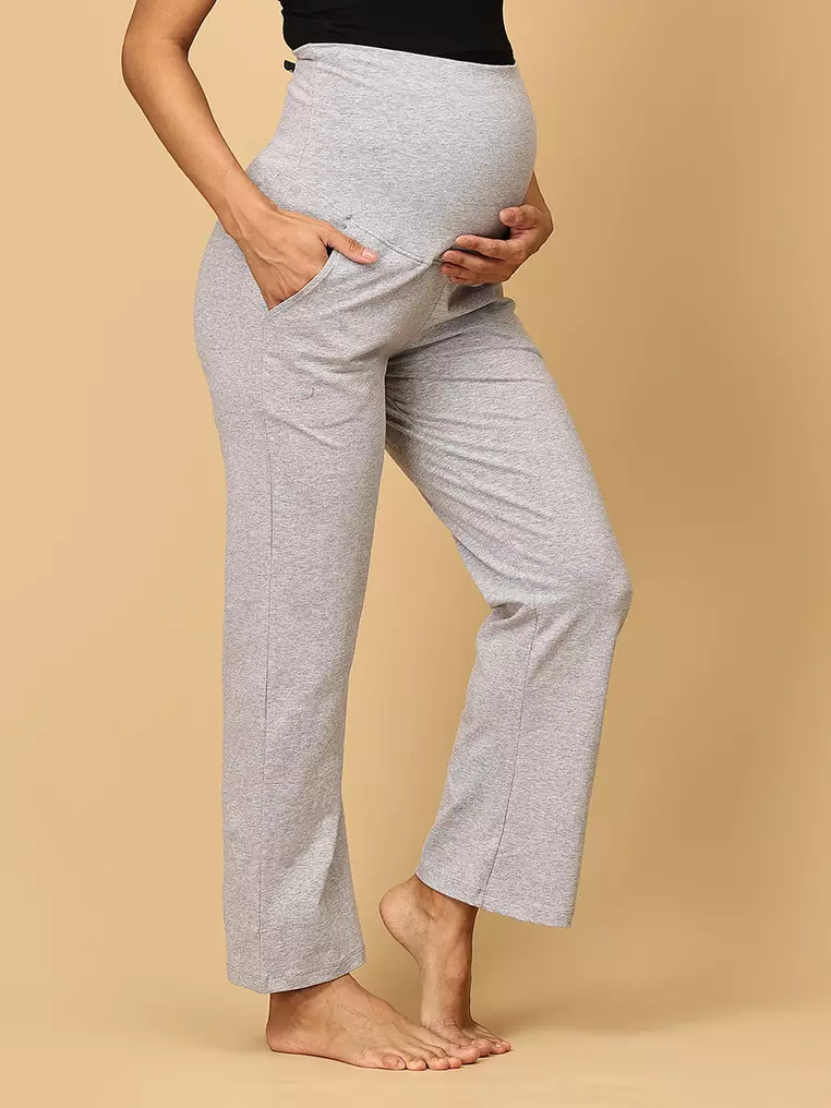 Olive Grey Glide Maternity Yoga Trackpants