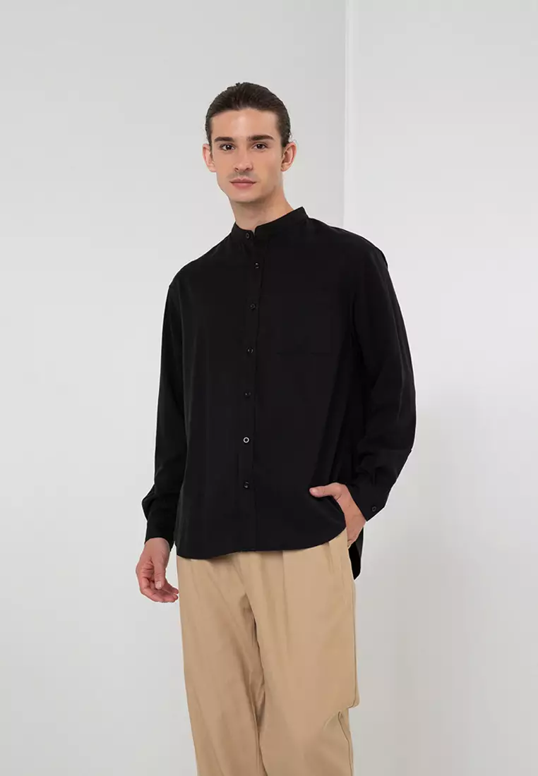 Boxy Mandarin Collar Shirt