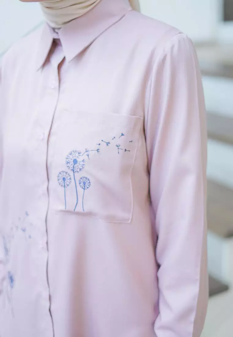 Azzura Embroidery Blouse Dusty Pink