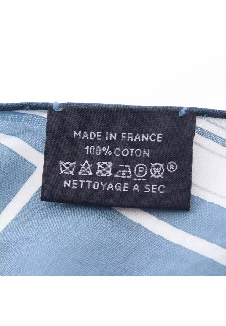Pre-Loved Hermès Losange GM GRANDE TENUE scarf cotton Blue gray