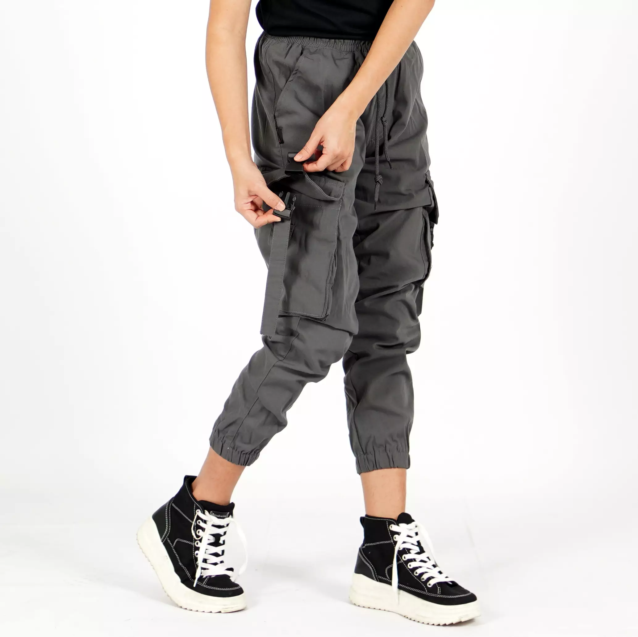 ARTHA Celana Hypebeast Celana Wanita Celana Cargo Jogger Pant - ABU