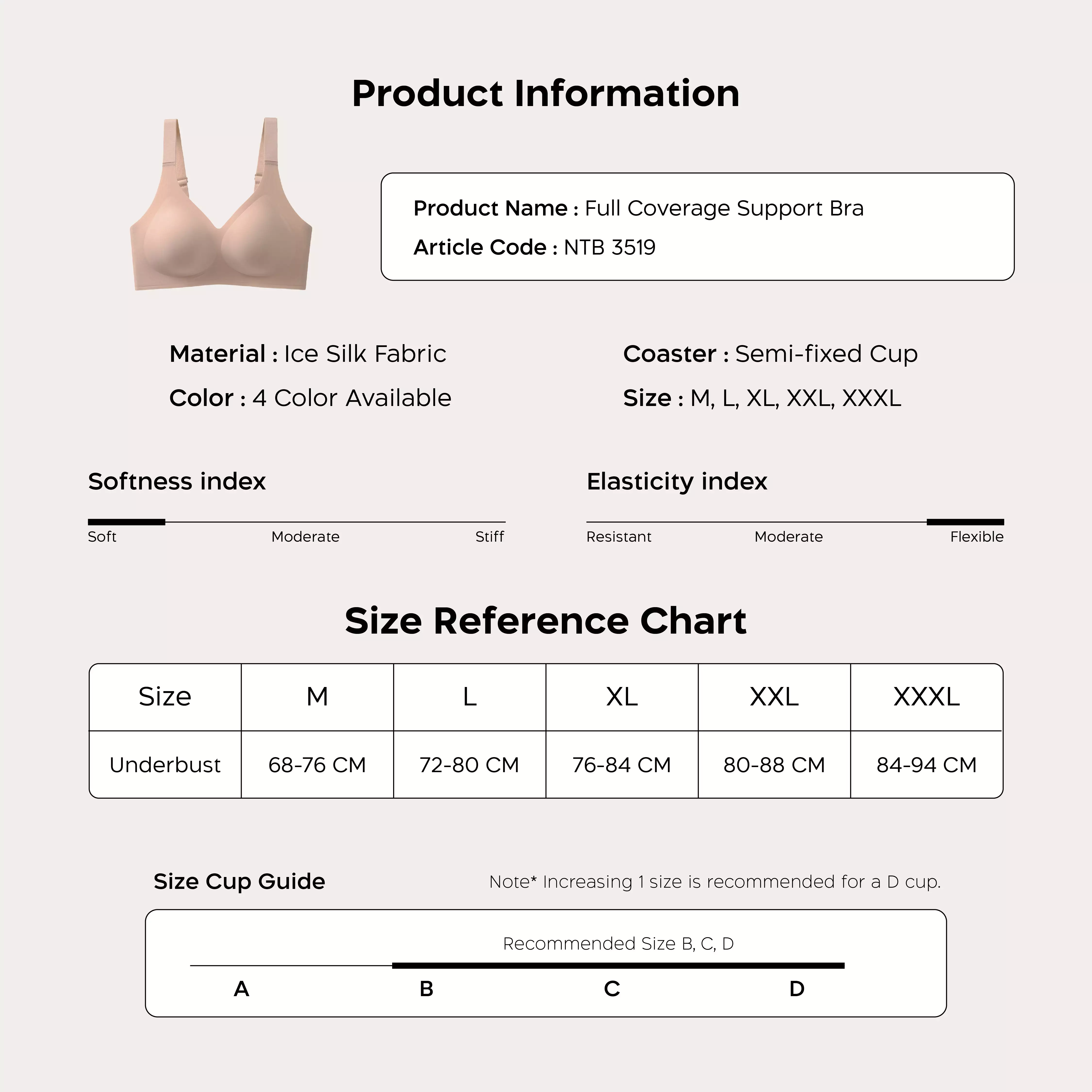 Nathalie Full Coverage Bra NTB 3519 - Beige