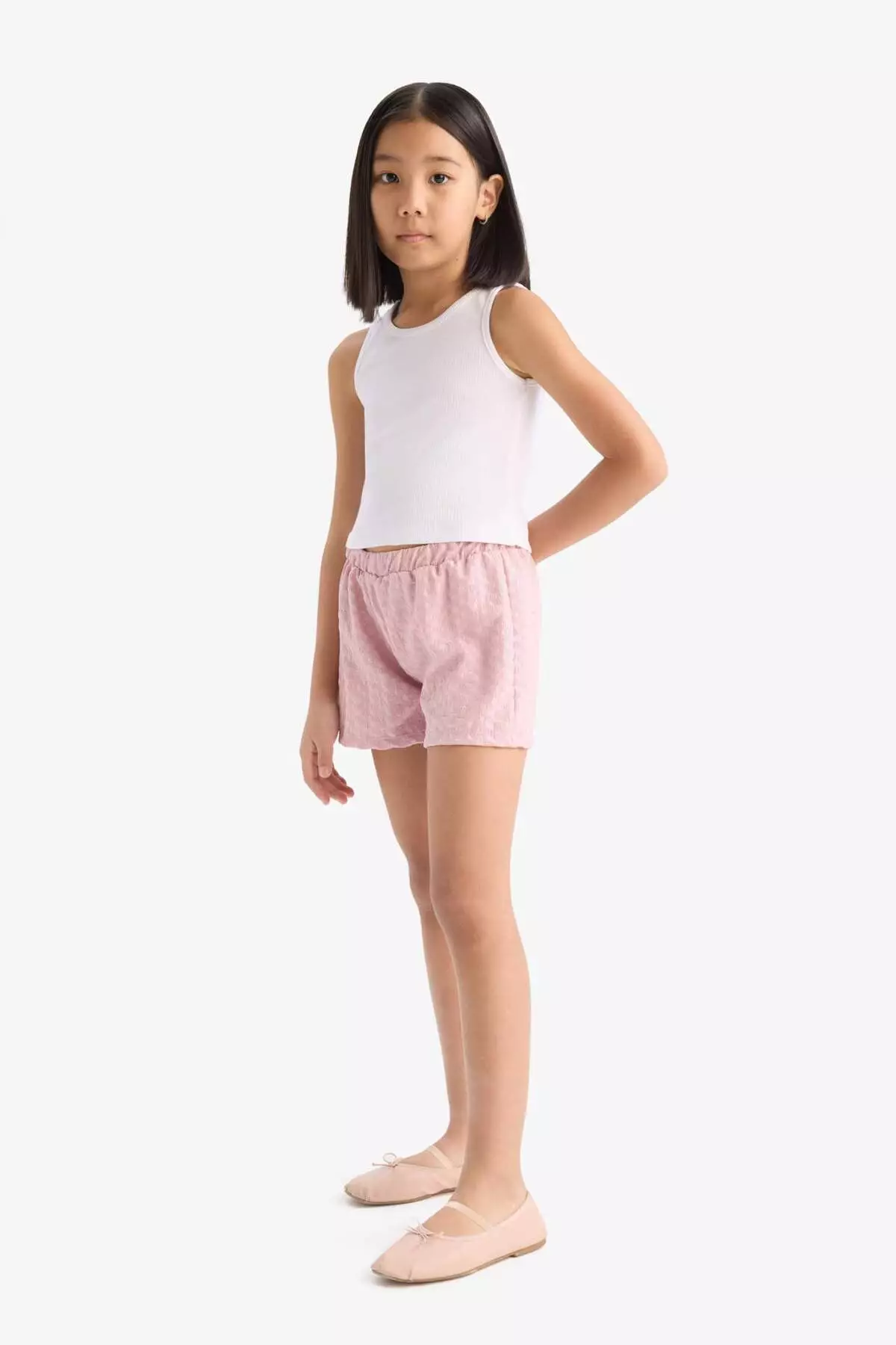 Girl's Patterned Elastic Waist Shorts E5699A825Hs