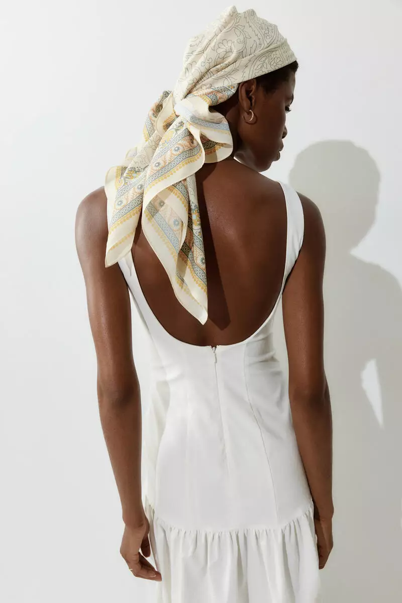Printed satin scarf