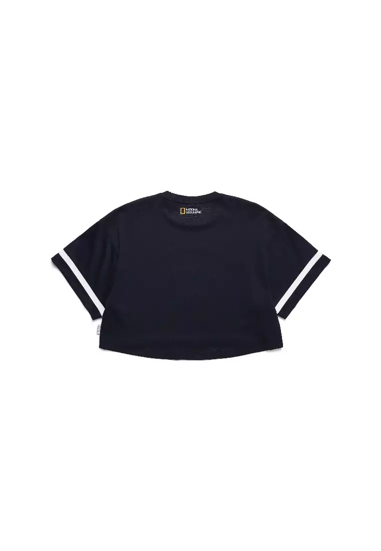 【NATIONAL GEOGRAPHIC】Women's Dryseal Graphic Crop T-Shirt Women's Drysil Graphic Cropped Short Sleeve Tee - SKY