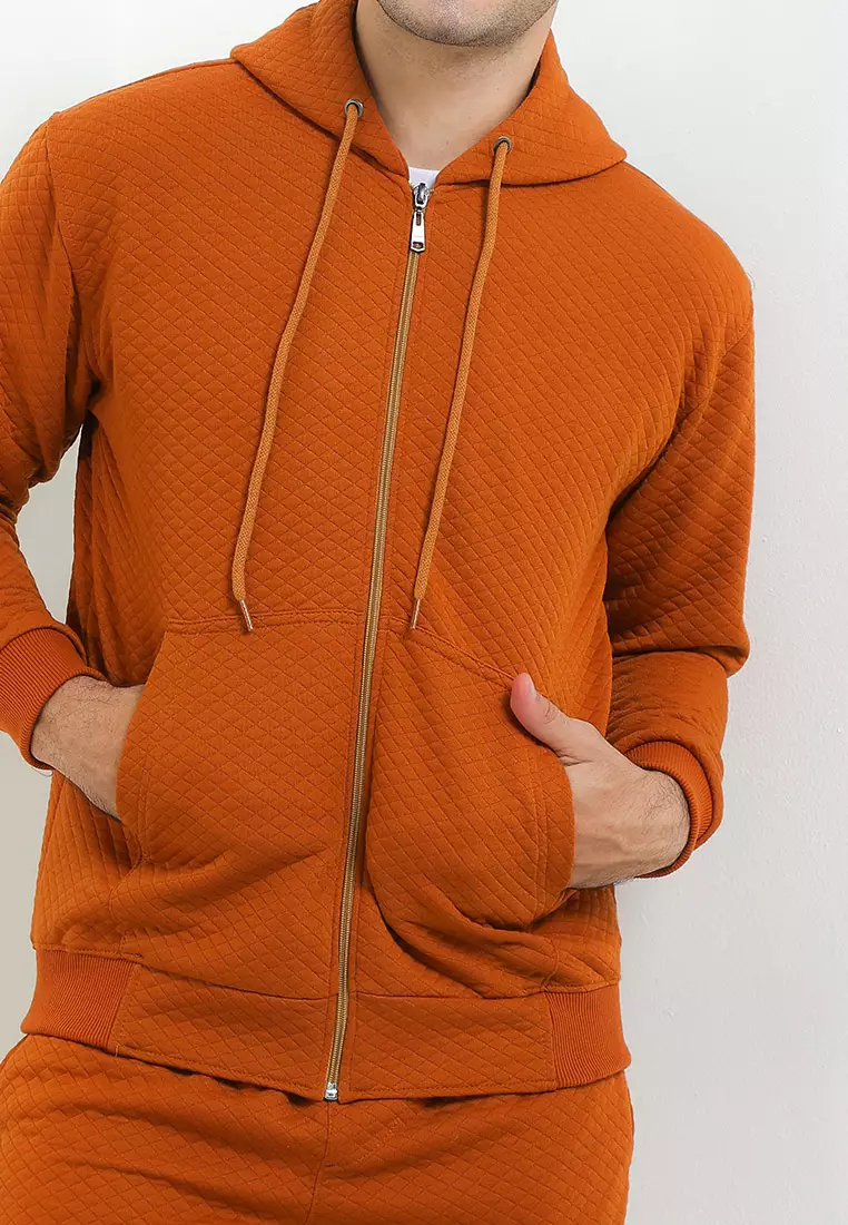 SYZLO Jaket Hoodie Comfy Diamond Fleece - Camel