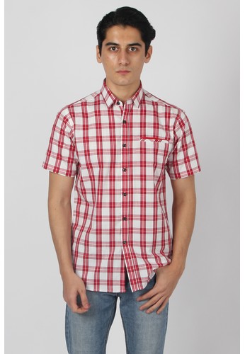 Simple Perfect red Kemeja Pria Cotton Short Sleeve Shirt 2223 CA928AA3D83A1FGS_1