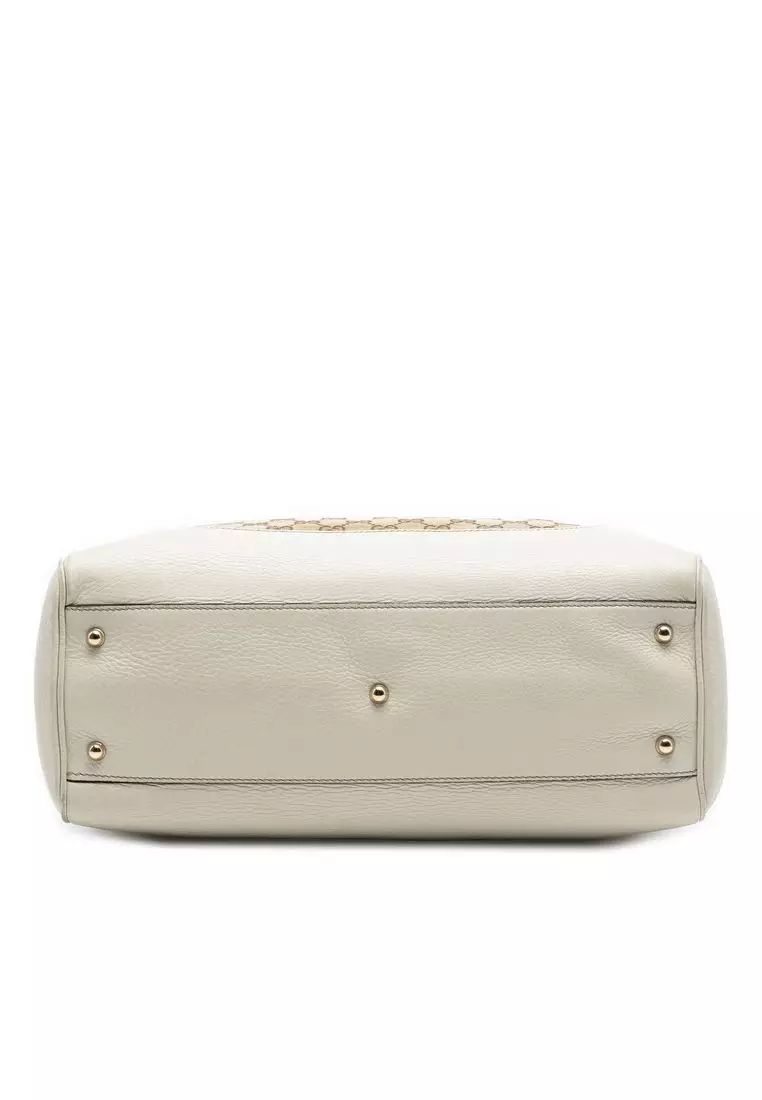Pre-Loved Gucci Medium Gg Canvas Bamboo Diana Tote