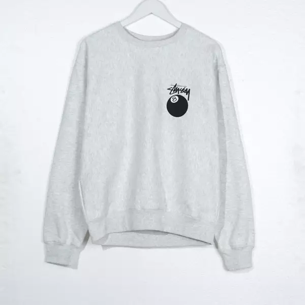 Sweater STUSSY 8 BALL POOL OATMEAL GREY SWEATSHIRT 100% ORIGINAL