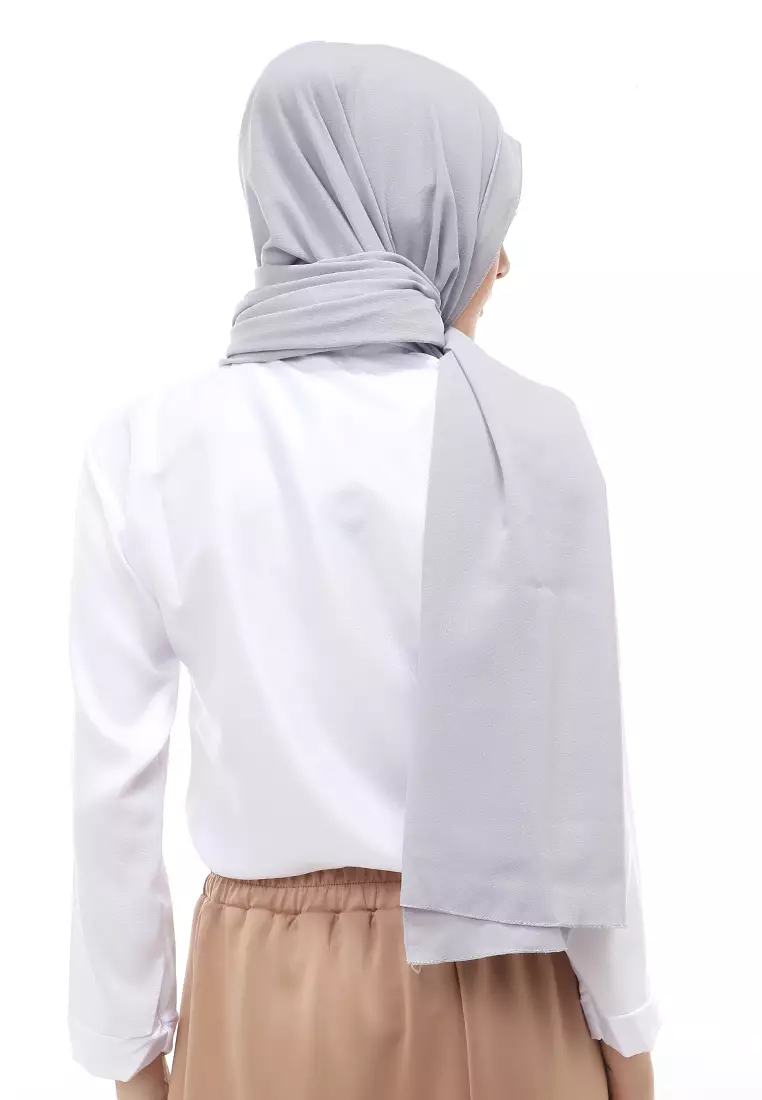 Cindy Hijab Pashmina Panjang Wanita Motif Polos Relaxed Fit - Abu