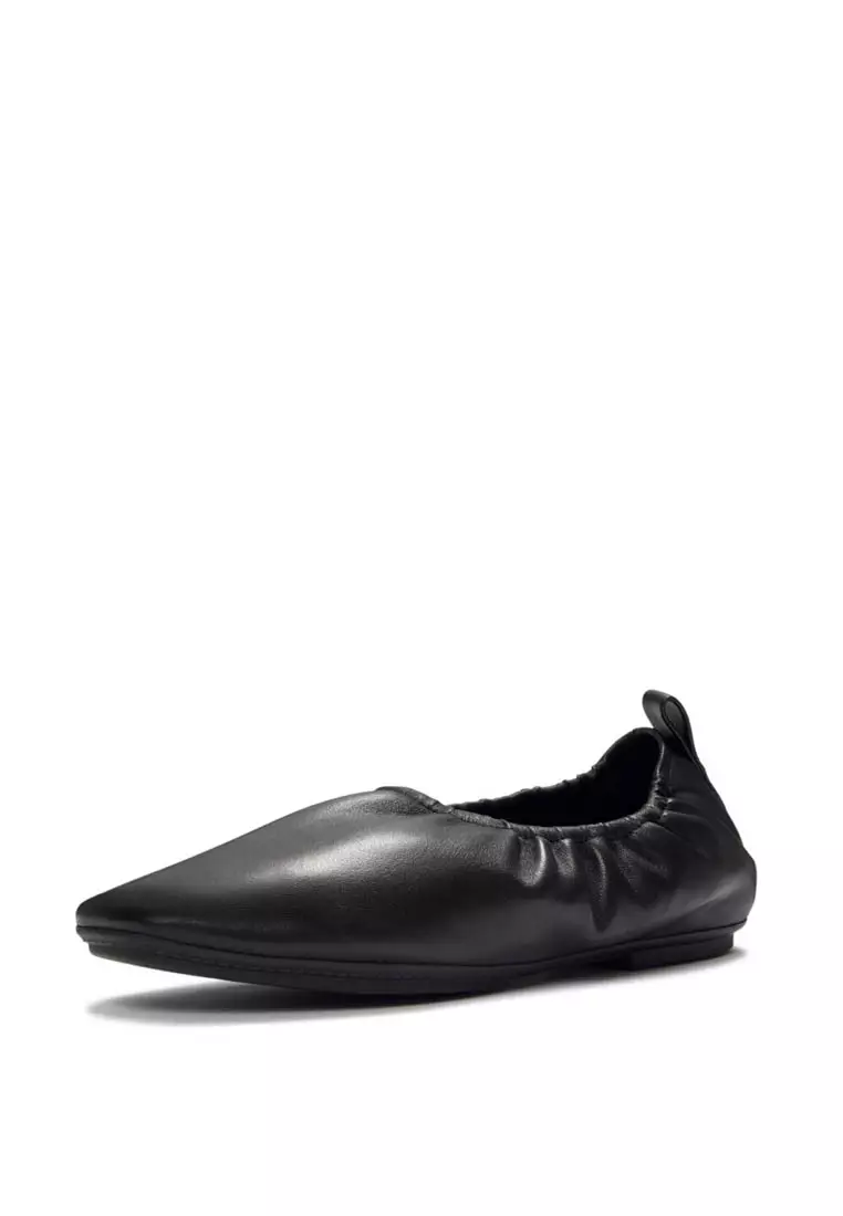 DELICATO Women's  Poise Leather Ballerinas - All Black (AAC-090)