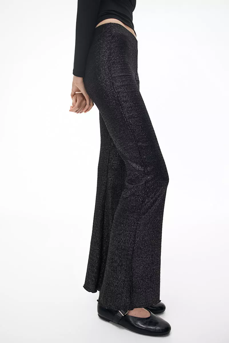 Smocked flared trousers