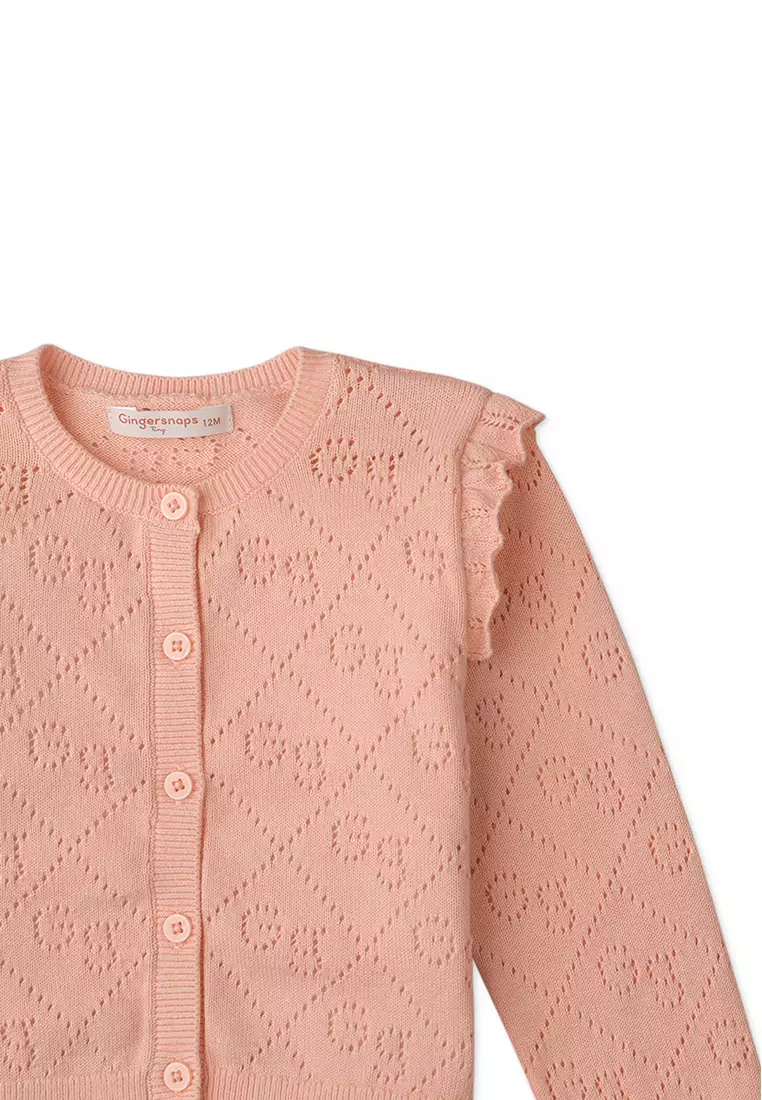 Baby Girls Gs Pointelle Cardi With Ruffles