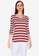 Freego orange Stripe 3/4 Sleeve Ribbed Knit Nothed Neck T-Shirt 01F3EAA7F64A40GS_1