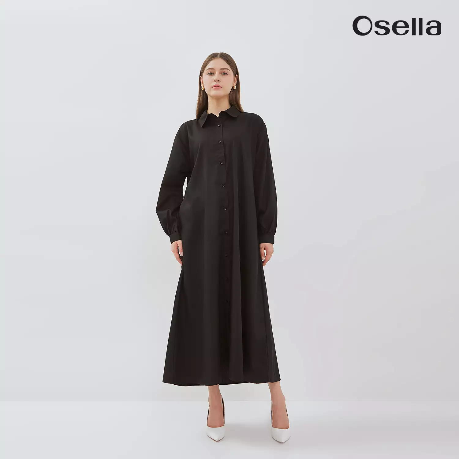 Osella Classic A-Line Shirt Dress 2157660143 | Dress Lengan Panjang Wanita