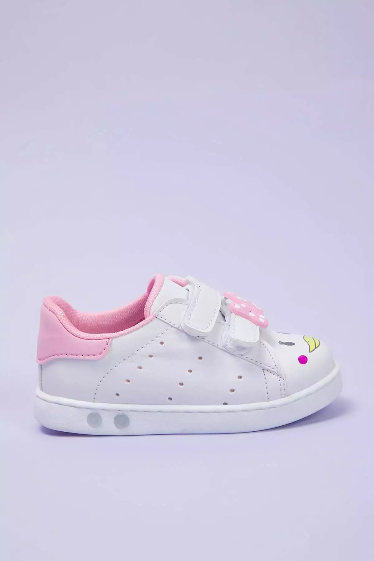 White Bow Detail Double Velcro Big/Little Girls Kids Children Sport Shoes Takss25Sn00064