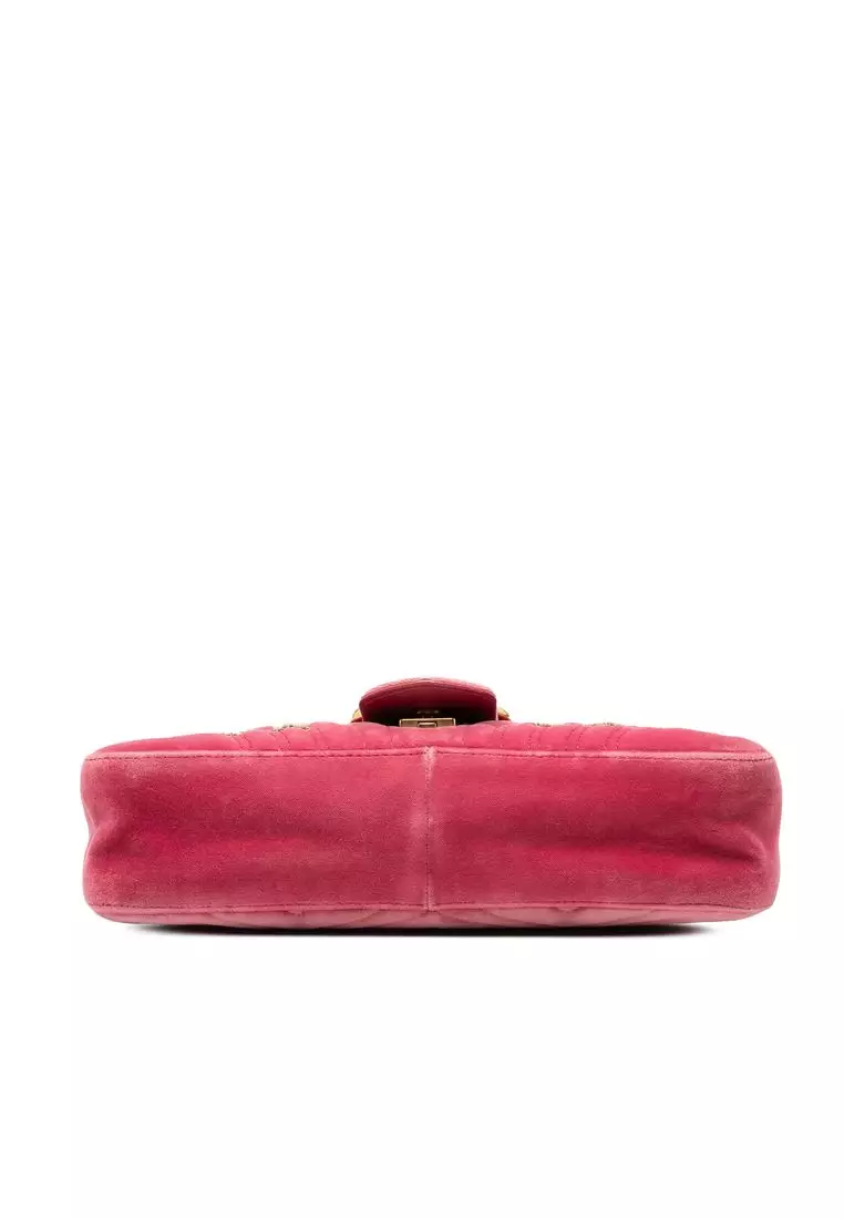 Pre-Loved Gucci Large Gg Marmont Matelasse Velvet Embroidered Blind For Love Shoulder Bag