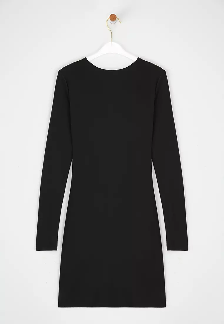 Black Bodycon Knitted Short Elegant Evening Night Graduation Dress TPRSS25EL00159