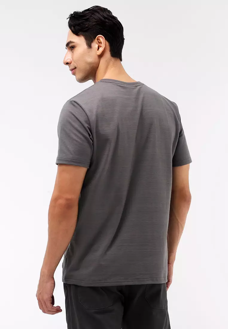 Round Neck Streaky Short Sleeves T-Shirt