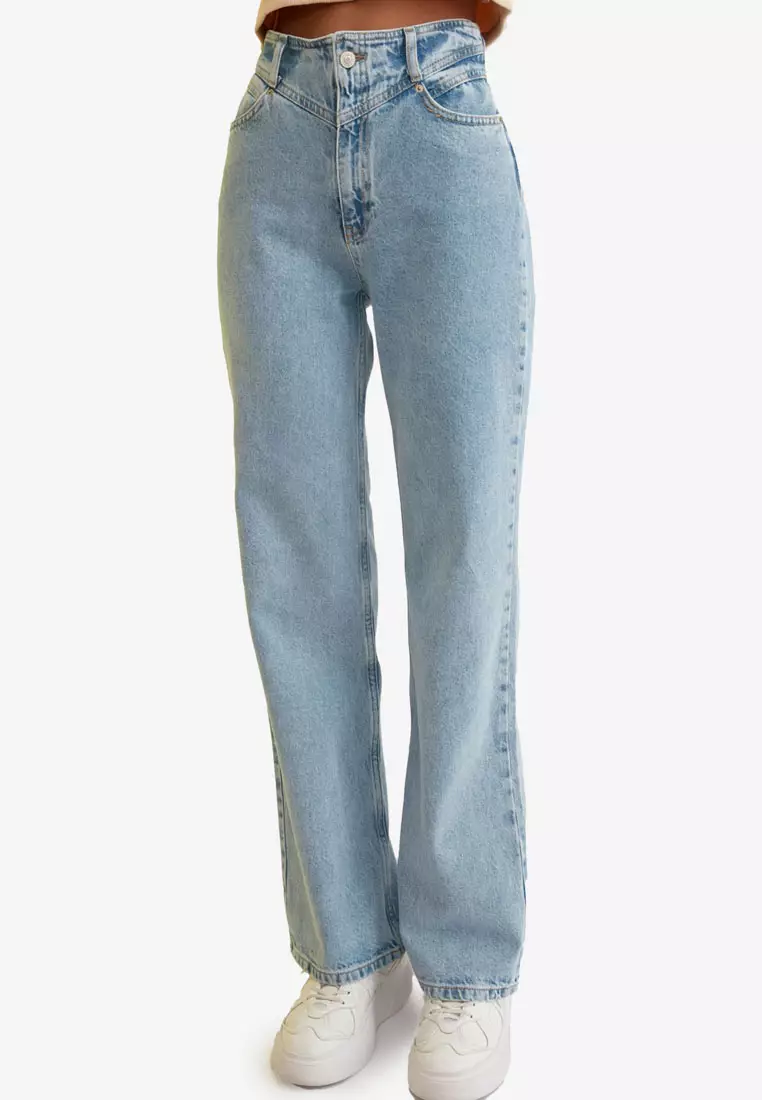 Buy Trendyol Waist Detail High Waist 90's Wide Leg Jeans Online