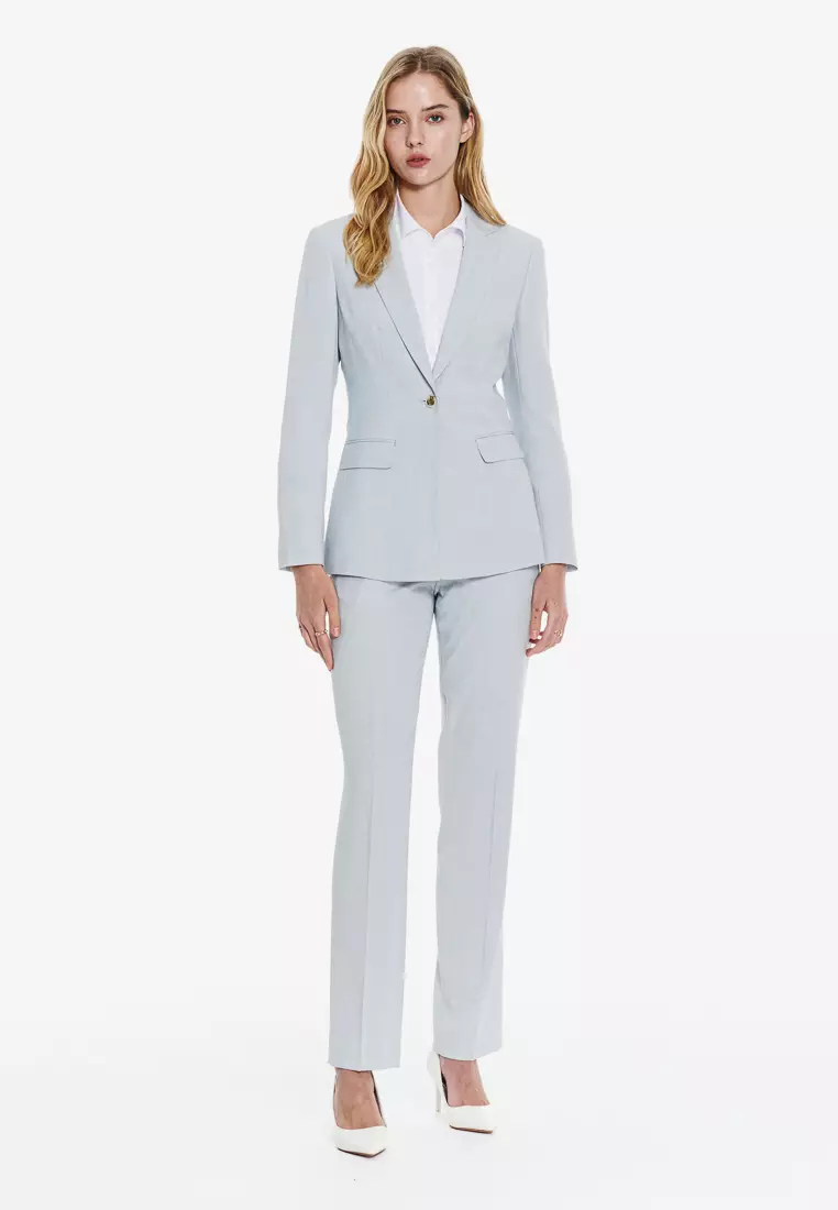 白色尖領修身版長袖襯衫