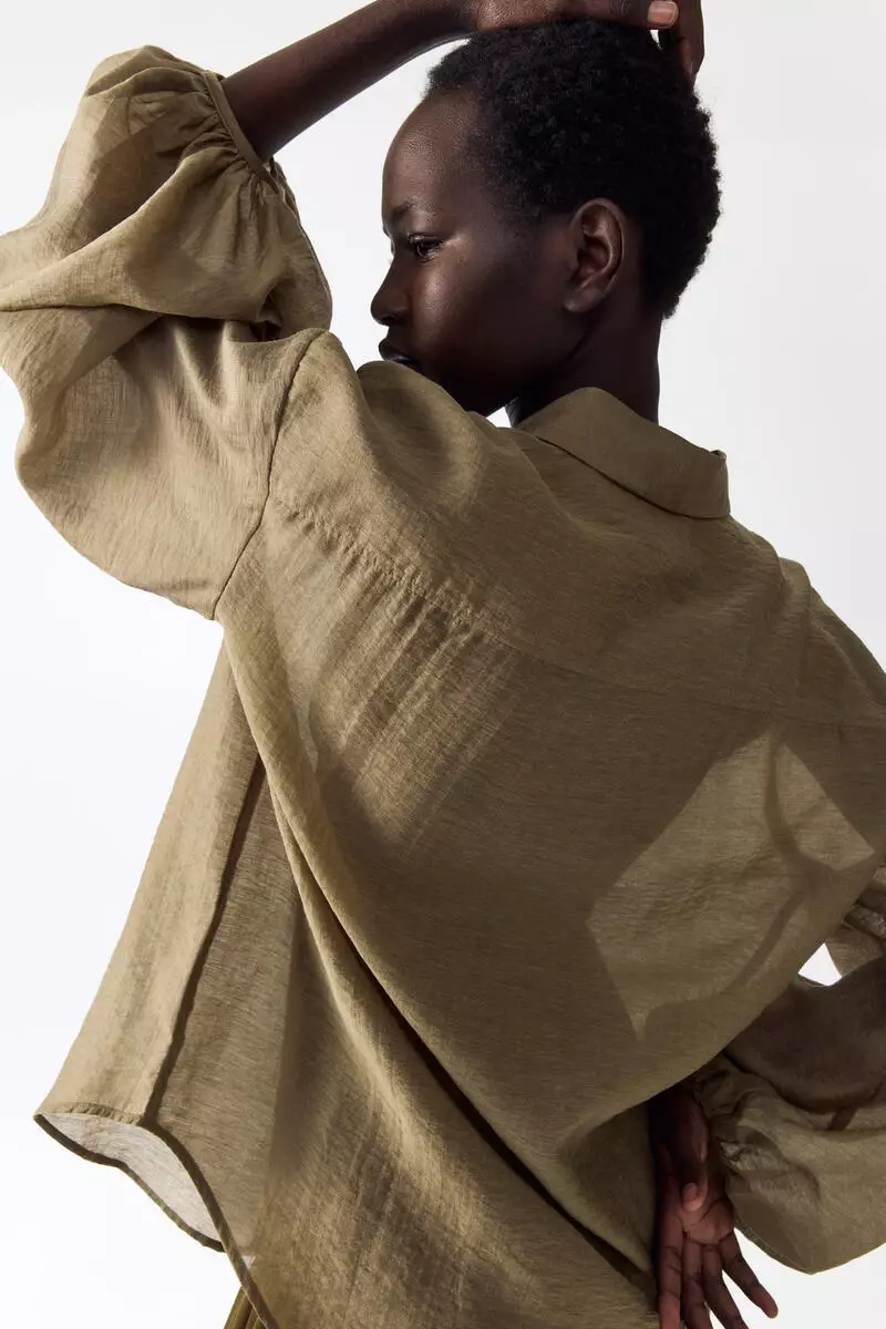 Linen-blend blouse