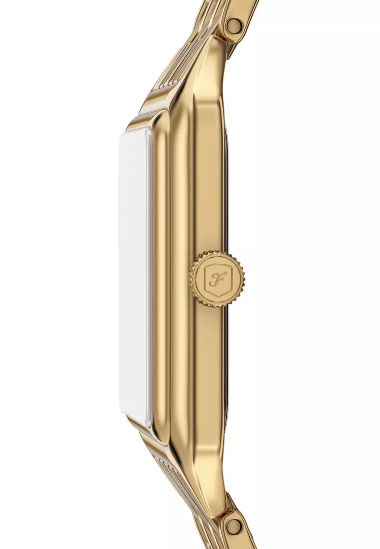 Fossil Women's Raquel Analog Watch ( ES5434 ) - Quartz, Gold Case, Rectangular Dial, 12 MM Gold Stainless Steel Band