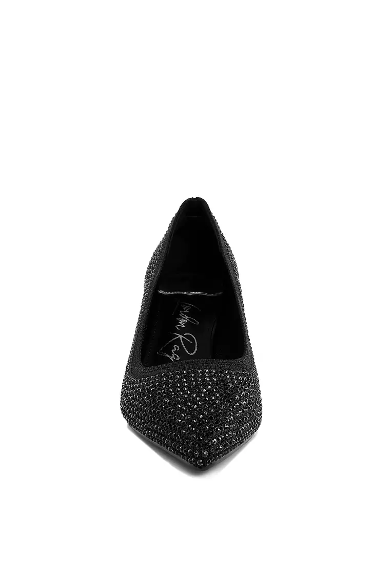 黑色透氣 Flyknit 水鑽高跟鞋