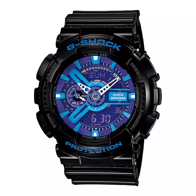 Jam Tangan Pria Casio G-Shock G-Classic GA-110HC-1AJF Hyper Color Digital Analog Dial Black Resin Band (JDM)