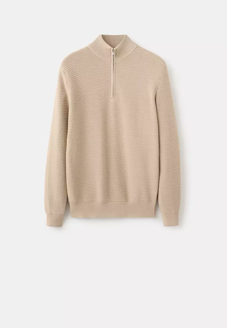 Cotton Sweater With Neck Zip