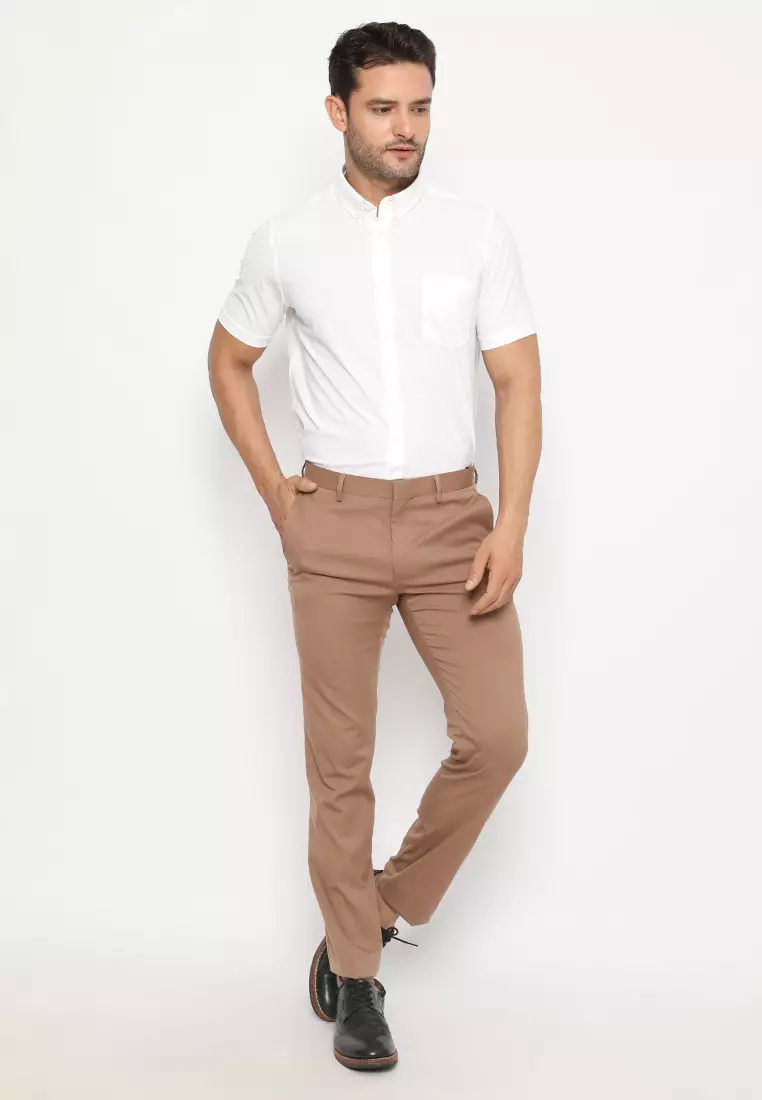 Jobb Bellmore-B Celana Panjang Pria Modern Slim Fit Light Brown 3