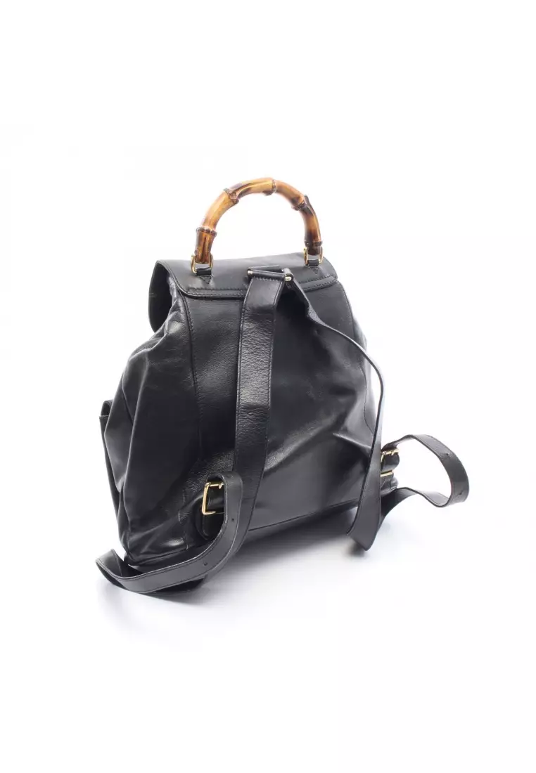 Buy GUCCI Pre-Loved Gucci Bamboo Backpack rucksack leather black 2026 ...