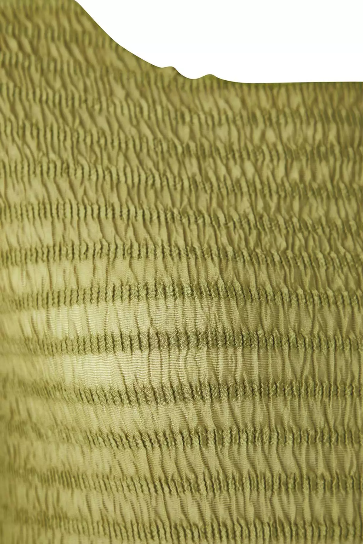 Khaki Fitted/Body-Smoothing Textured Tulle Flexible Knit Plus Size Blouse