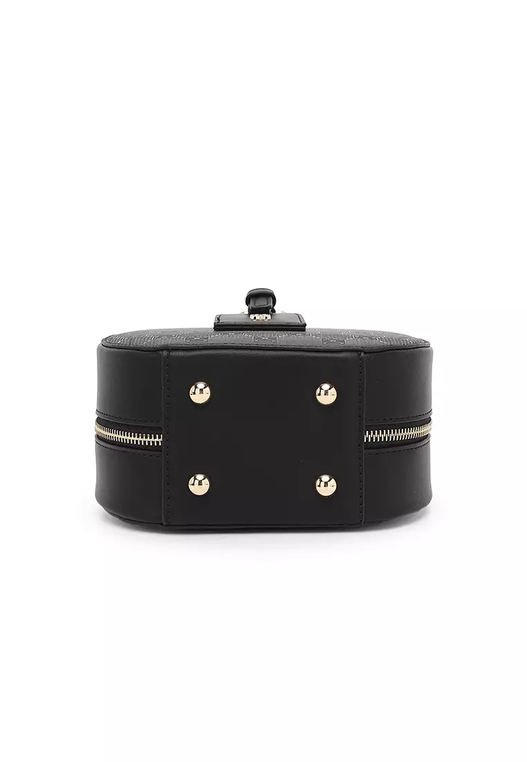 Women's Monogram Top Handle Bag / Sling Bag / Crossbody Bag - Black