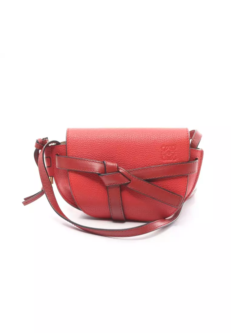 Pre loved LOEWE gate bag mini Shoulder bag leather Red