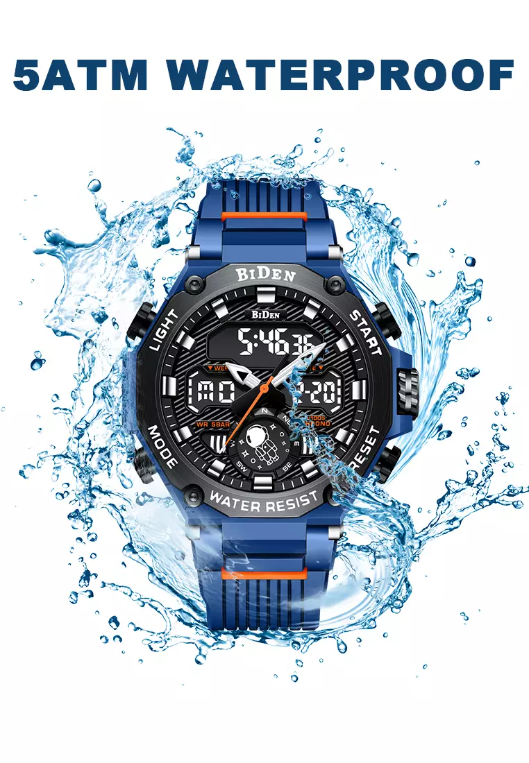 Jam Tangan Pria Analog&Digital Military Original Sports Kalendar Biru