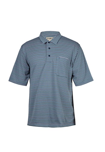 Goldlion navy [ONLINE EXCLUSIVE] Goldlion Regular Fit Piques Polyester Cotton Polo Tee - Navy with Stripe DF7B1AAEFDE83BGS_1