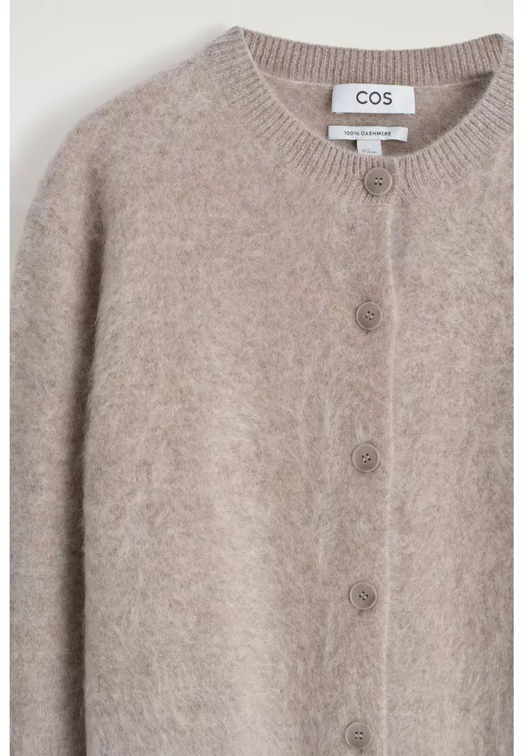 BRUSHED-CASHMERE CREW-NECK CARDIGAN