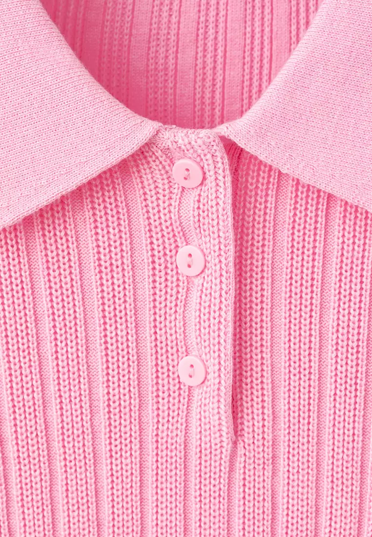 Polo-Neck Ribbed Sweater