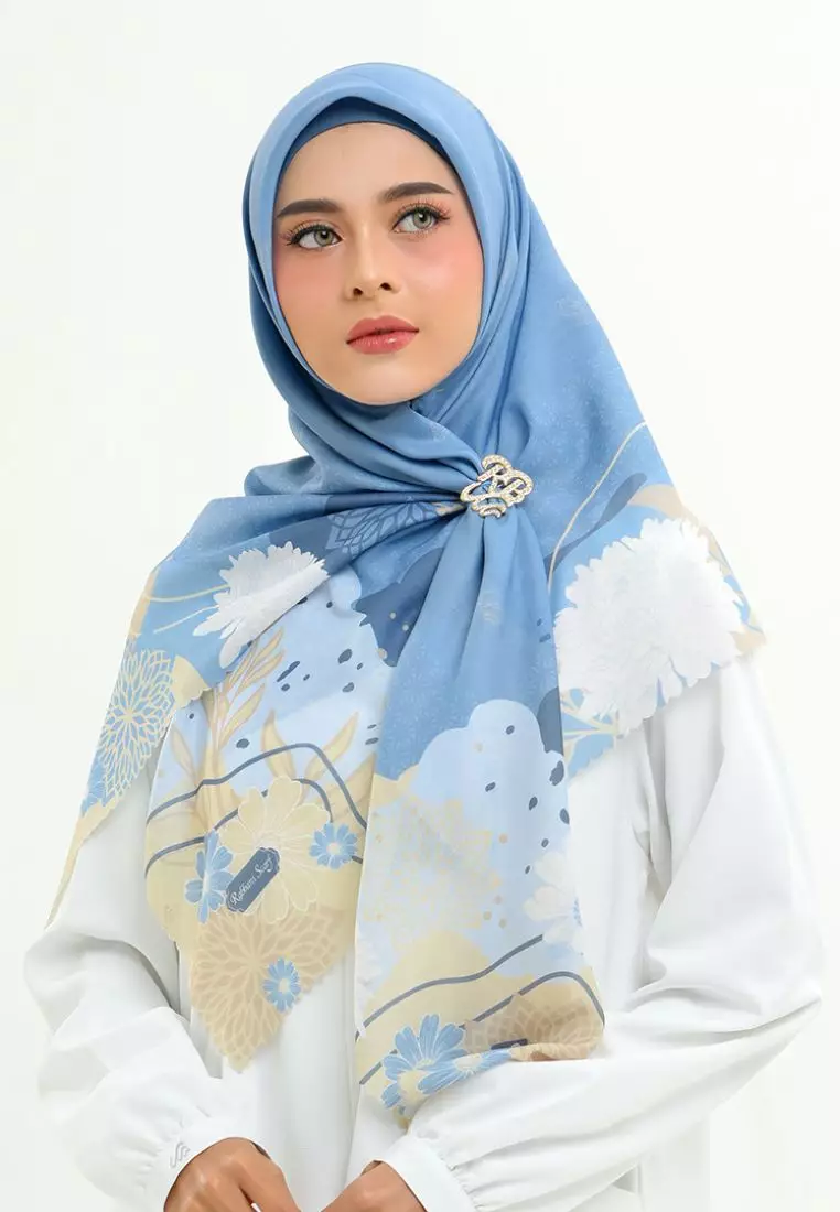 Rabbani - Kerudung Segi Empat Motif Tetra Naula H0 - Stellar Blue