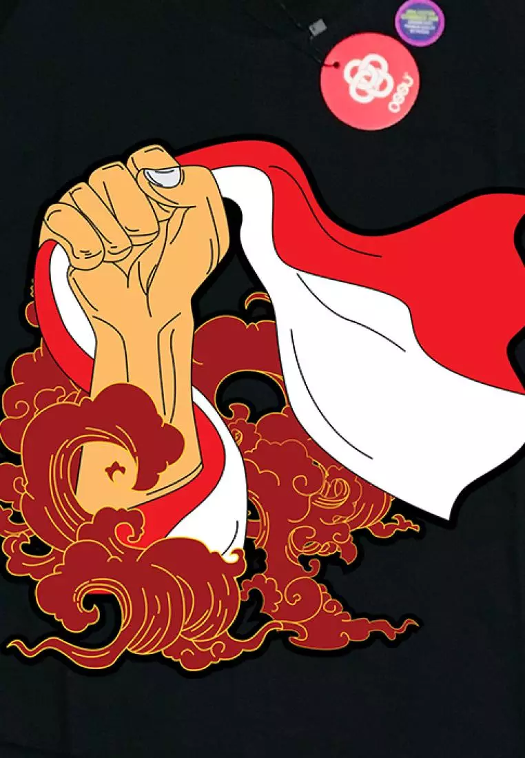 OSSU Batik Dirgahayu Kemerdekaan Indonesia Black Tshirt